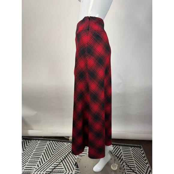 Vintage Covington Red & Black Plaid Midi Skirt Size 10 Polyester Blend Made In I - Picture 15 of 16